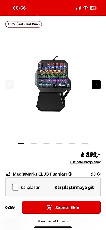 RAMPAGE KB-R77 Palm USB Rainbow Backlight Outemu Blue Switch Mek