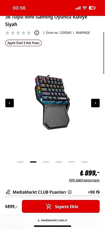 Rampage RAMPAGE KB-R77 Palm USB Rainbow Backlight Outemu Blue Switch Mek