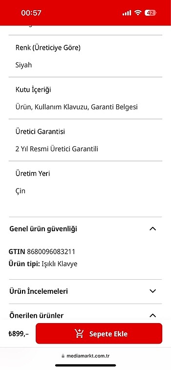 RAMPAGE KB-R77 Palm USB Rainbow Backlight Outemu Blue Switch Mek - Görsel 6