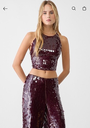 Stradivarius Pullu Bordo Üst