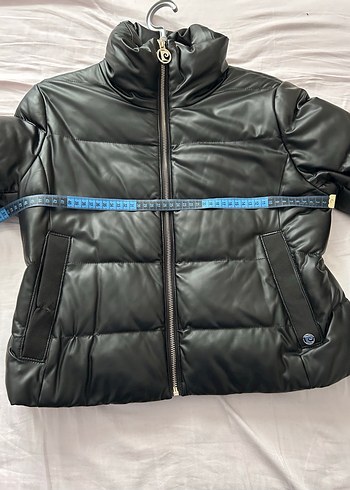 Kadın Siyah Deri Şişme Mont - Görsel 9