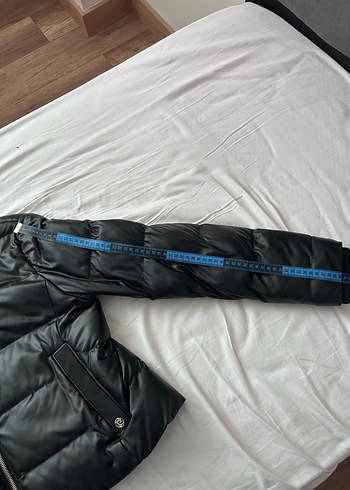 Kadın Siyah Deri Şişme Mont - Görsel 8