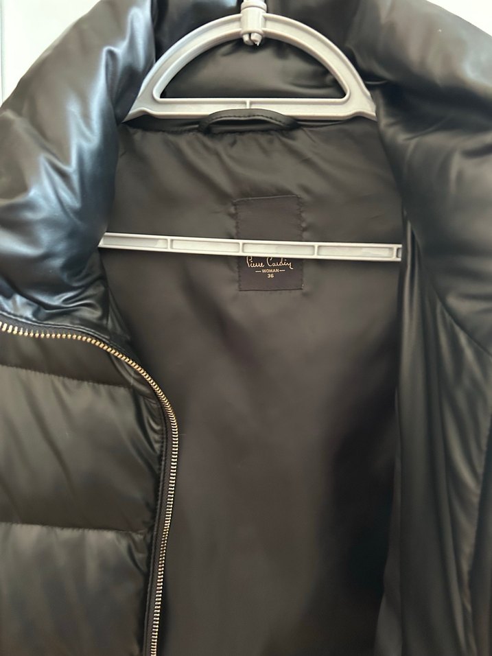 Kadın Siyah Deri Şişme Mont - Görsel 3