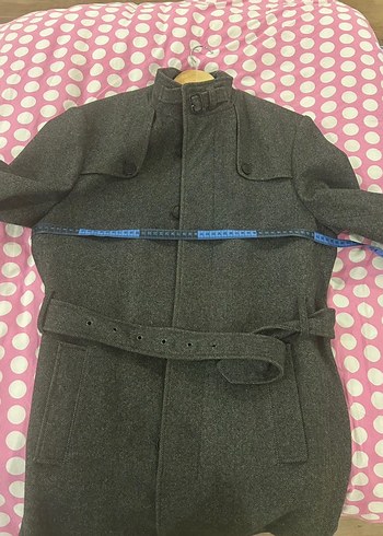 Gri Düğmeli Yün Erkek Kaban - Görsel 5