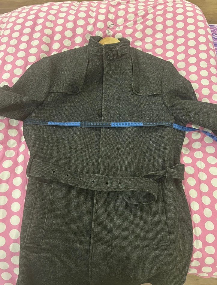 Gri Düğmeli Yün Erkek Kaban - Görsel 5