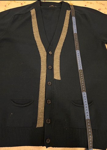 Lacivert Düğmeli Yün Hırka - Görsel 3