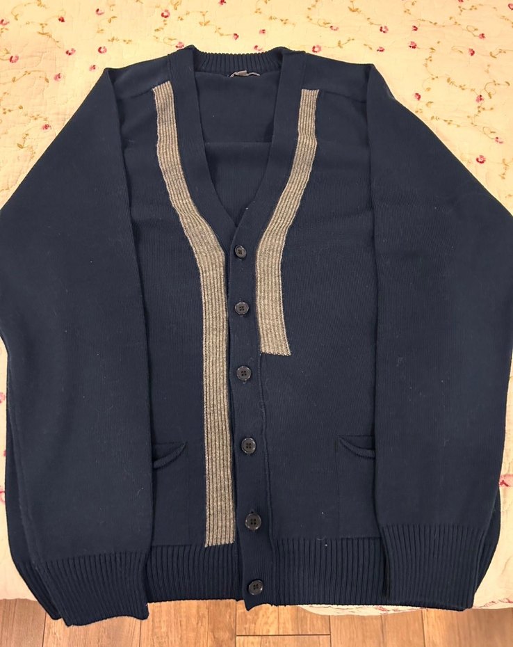 Lacivert Düğmeli Yün Hırka - Görsel 2