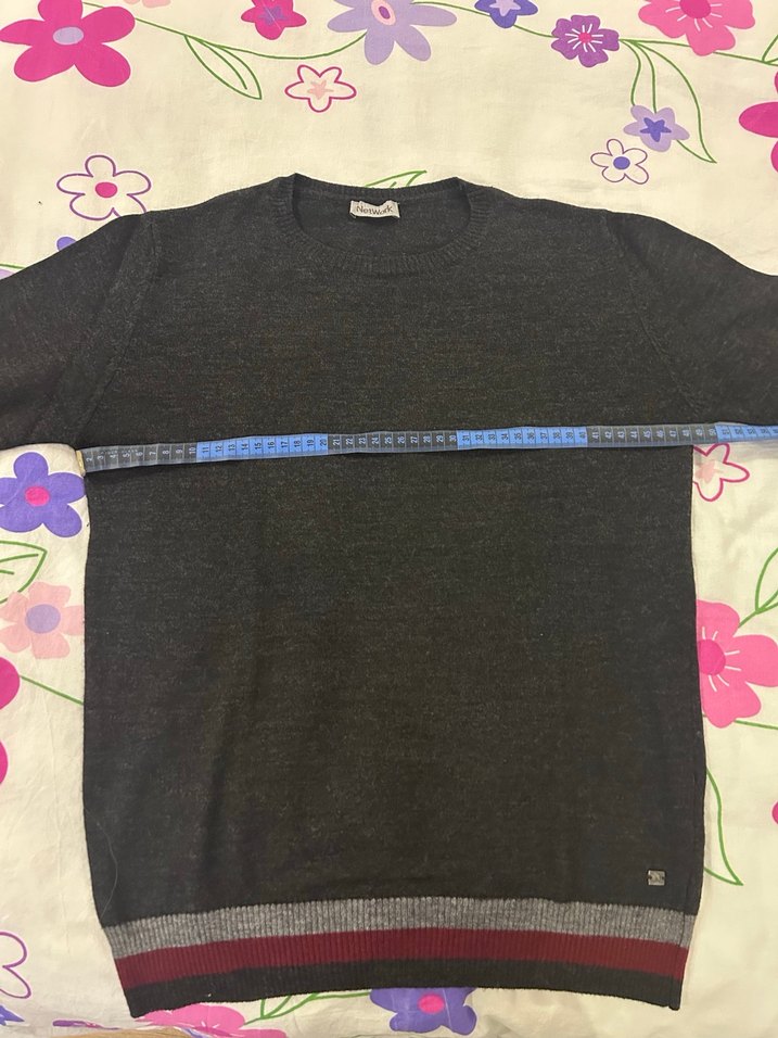 Gri Erkek  İnce Triko Kazak - Görsel 2