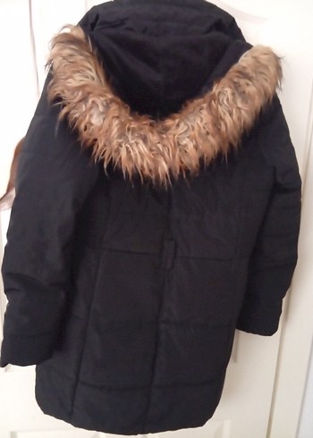 Siyah Kadın Midi Kaban Kürklü Detaylı - Görsel 4