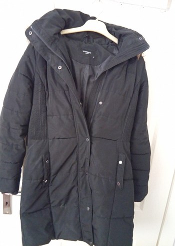 Siyah Kadın Midi Kaban Kürklü Detaylı - Görsel 3