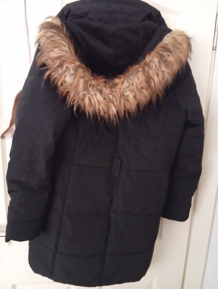 Siyah Kadın Midi Kaban Kürklü Detaylı - Görsel 4