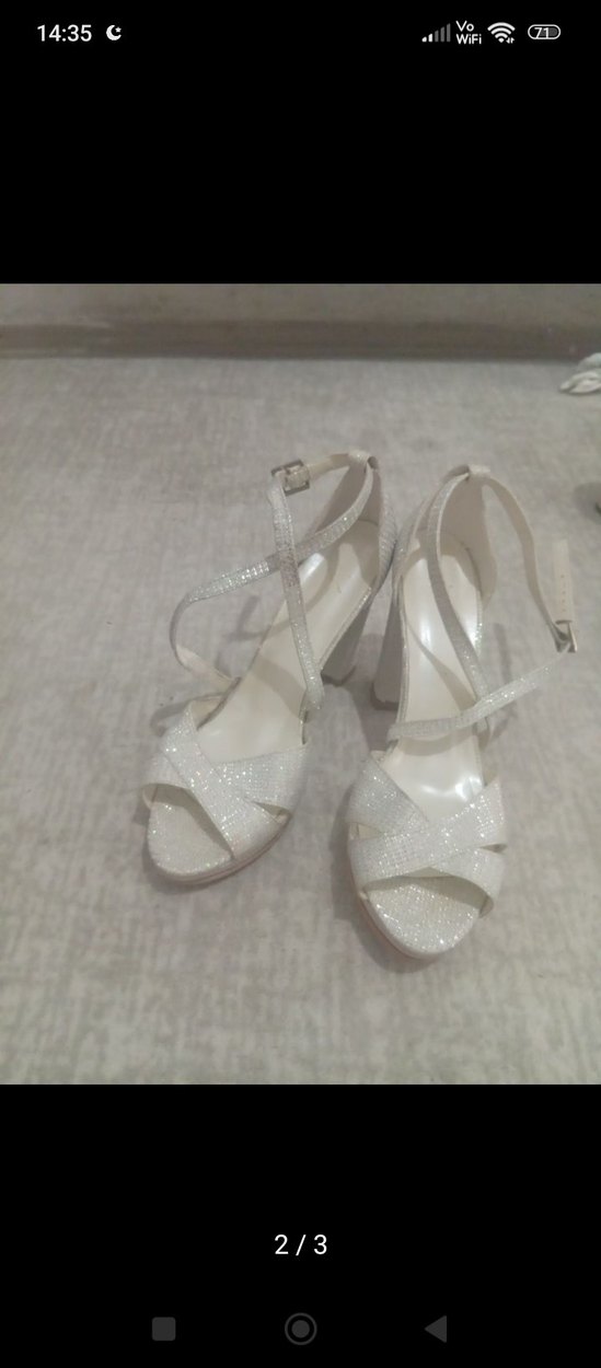 Diger Beyaz Dantel Detaylı Stiletto Abiye Ayakkabı - Görsel 2