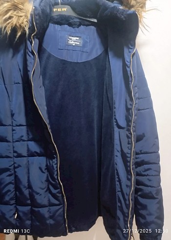 Kadın Mavi Kürklü Midi Kış Ceketi - Görsel 5