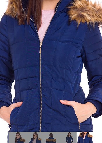 Kadın Mavi Kürklü Midi Kış Ceketi - Görsel 2