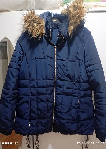 Kadın Mavi Kürklü Midi Kış Ceketi - Görsel 4