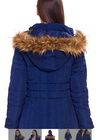 Kadın Mavi Kürklü Midi Kış Ceketi - Görsel 3