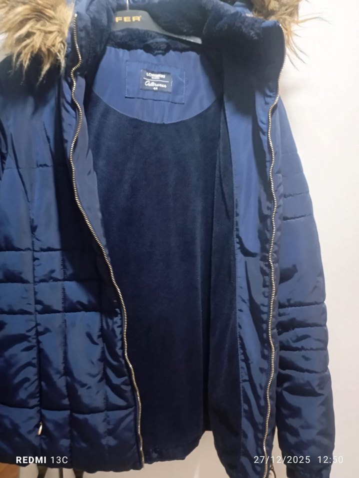 Kadın Mavi Kürklü Midi Kış Ceketi - Görsel 5