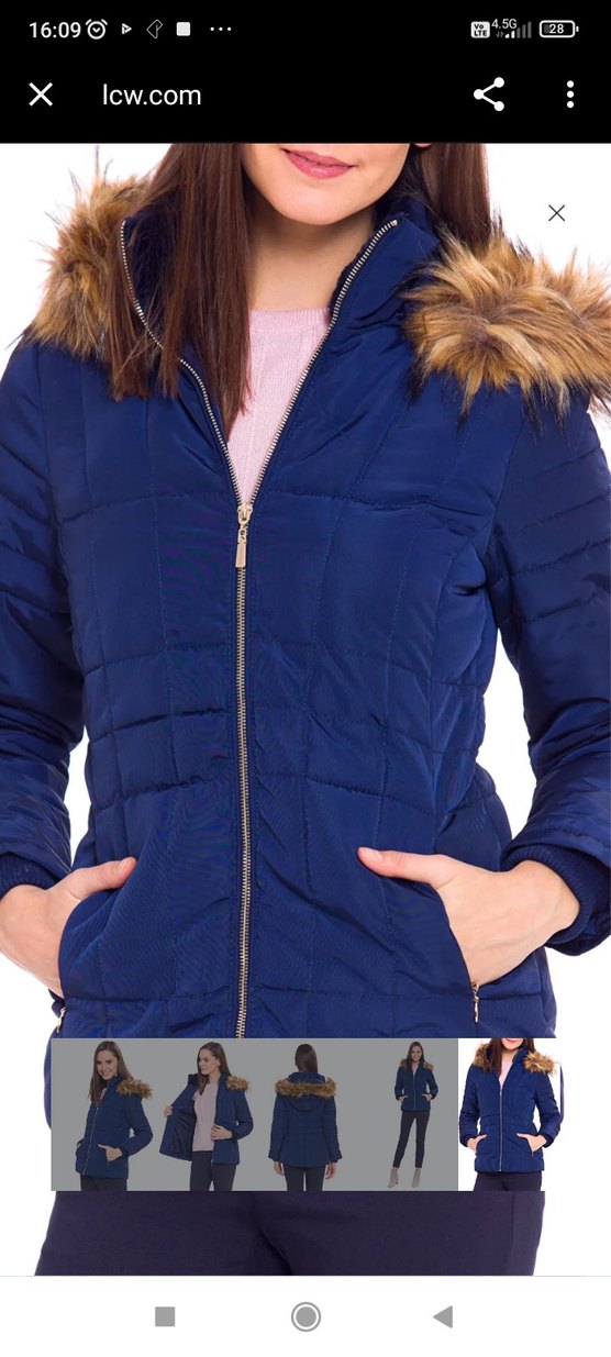 Kadın Mavi Kürklü Midi Kış Ceketi - Görsel 2