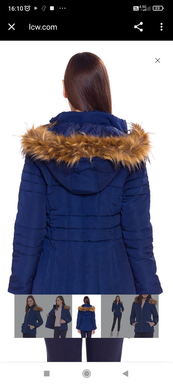 Kadın Mavi Kürklü Midi Kış Ceketi - Görsel 3