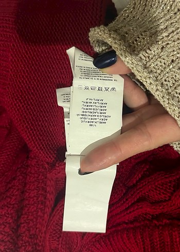 Kırmızı V Yaka Örgü Kadın Kazak - Görsel 4