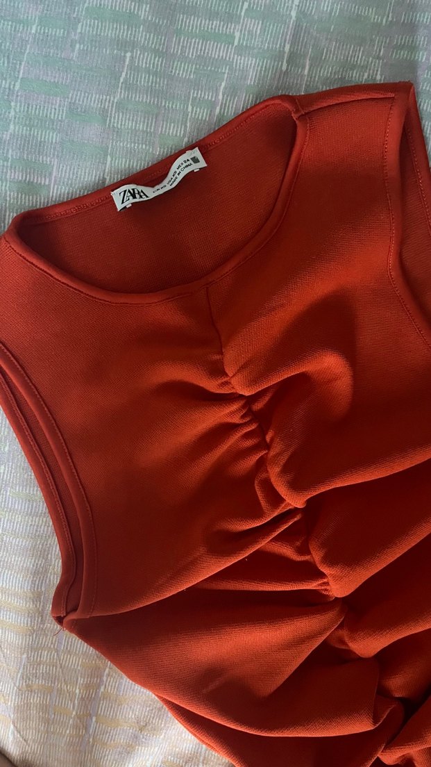 Zara Turuncu Elbise - Görsel 2