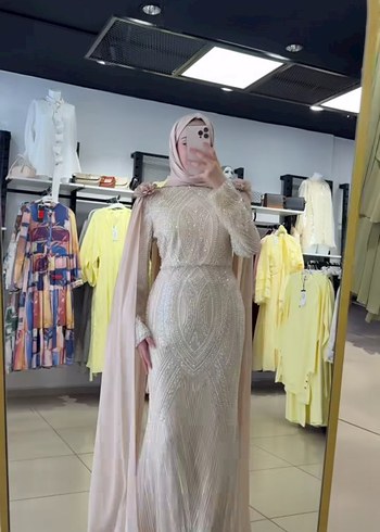 pelerinli tesettür abiye elbise (büyük beden) - Görsel 3