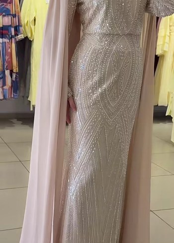 pelerinli tesettür abiye elbise (büyük beden) - Görsel 4