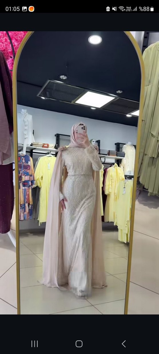 pelerinli tesettür abiye elbise (büyük beden) - Görsel 2