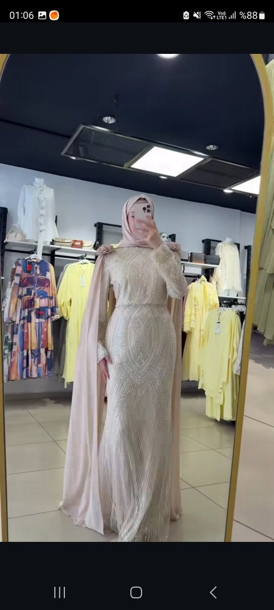 pelerinli tesettür abiye elbise (büyük beden) - Görsel 3