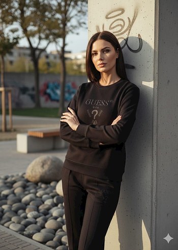 Guess Siyah Baskılı Kadın eşofman takımı - Görsel 2