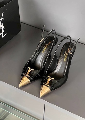 YVES SAINT LAURENT Siyah Deri Stiletto - Görsel 6