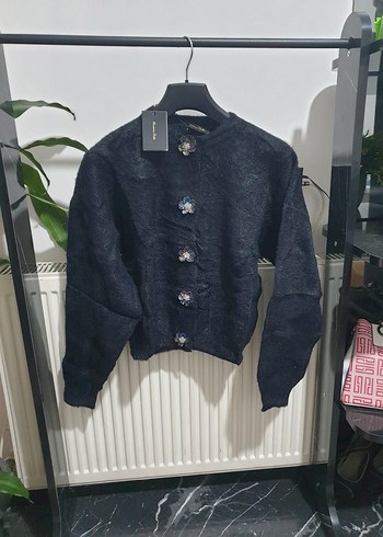 Massimo Dutti Düğmeli Siyah Kadın Hırka - Görsel 4