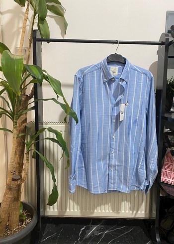 Beymen Club Beymen CLUB Mavi Çizgili Pamuklu Erkek Gömlek