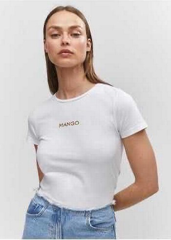 Mango MANGO Beyaz Baskılı Kısa Kollu Kadın Tişört