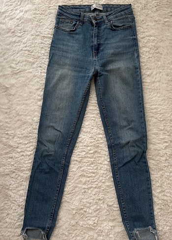 27 Beden Kadın Mavi Denim Dar Paça Kot Pantolon