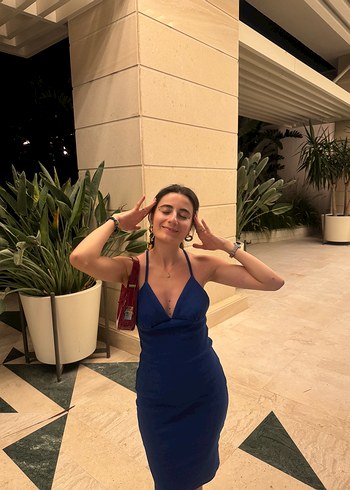 Zara Koyu Mavi Mini Denim Elbise