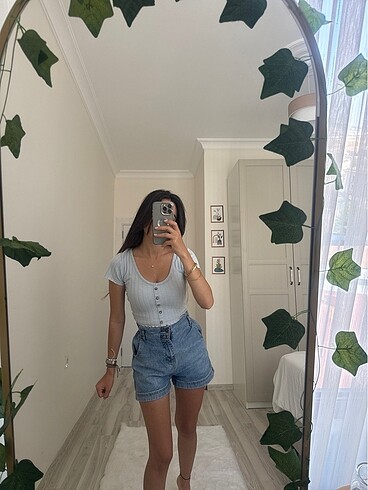 xs Beden Mavi crop üst