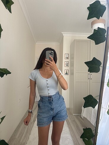 xs Beden mavi Renk Mavi crop üst