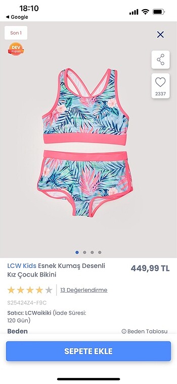 Lc waikiki çocuk bikini