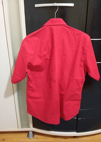 Renkli Baskılı Kısa Kollu Kırmızı Erkek Gömlek - Görsel 4