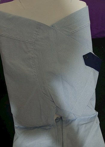 Düğmeli Kısa Kollu Buz Mavisi Erkek Gömlek - Görsel 4