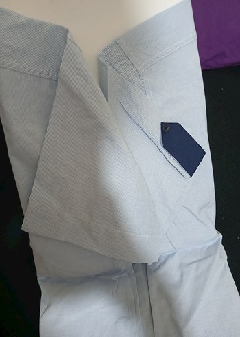 Düğmeli Kısa Kollu Buz Mavisi Erkek Gömlek - Görsel 3