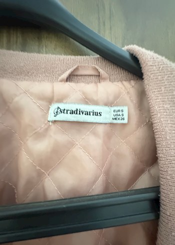Stradivarius Pembe Kadın Bomber Ceket, Rahat Kesim, Uzun Kollu