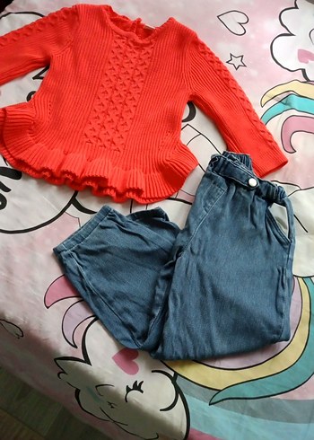 Kırmızı Örgü Uzun Kollu Bebek Kız Takımı 4yaş - Görsel 4