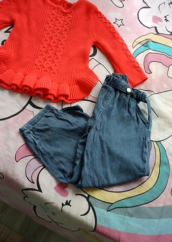 Kırmızı Örgü Uzun Kollu Bebek Kız Takımı 4yaş - Görsel 3