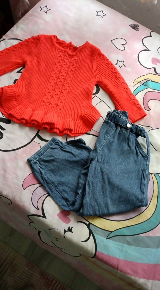 Kırmızı Örgü Uzun Kollu Bebek Kız Takımı 4yaş - Görsel 4