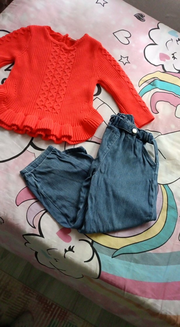 Kırmızı Örgü Uzun Kollu Bebek Kız Takımı 4yaş - Görsel 3