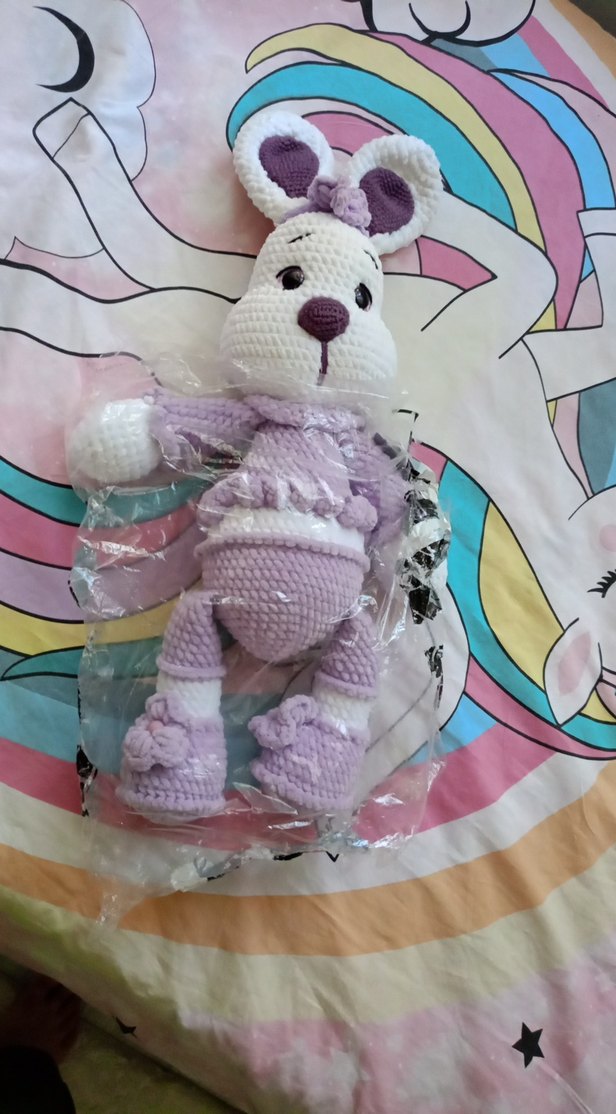 Mor ve Pastel Tonlarda Peluş Tavşan Oyuncak - Görsel 2