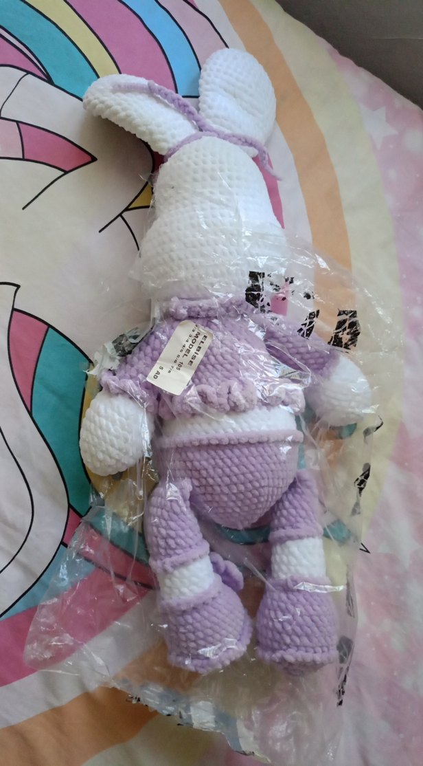 Mor ve Pastel Tonlarda Peluş Tavşan Oyuncak - Görsel 4