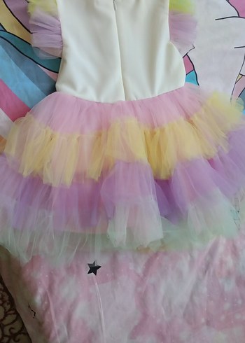 Kız Çocuk Çok Renkli Unicorn Elbise 2 yaş - Görsel 5